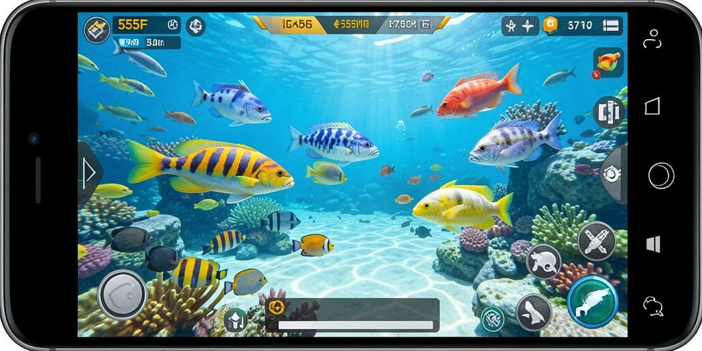 Tampilan seru gameplay Tembak Ikan di 555F.