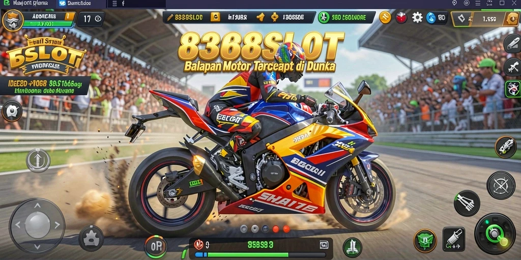 Screenshot gameplay menampilkan balapan motor yang seru dan cepat.