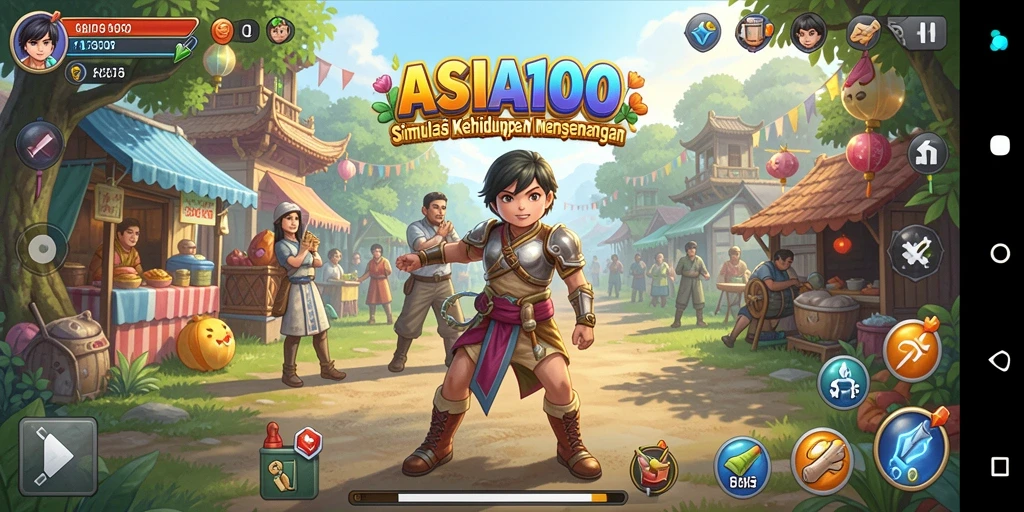 Screenshot gameplay ASIA100 menampilkan interaksi karakter dalam simulasi yang mendalam.
