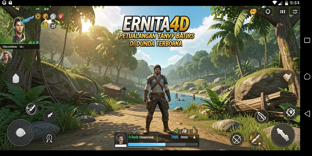 Screenshot gameplay ERNITA4D menampilkan petualangan seru di dunia terbuka.