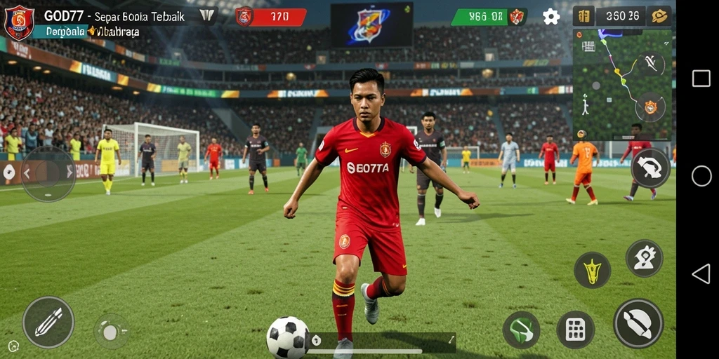 Gameplay <strong>GOD77</strong> yang realistis dan menegangkan dalam pertandingan sepak bola.