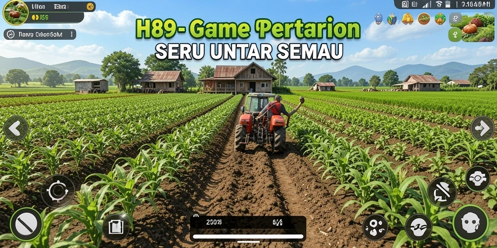 Screenshot gameplay H89 yang menunjukkan aktivitas bertani di ladang.