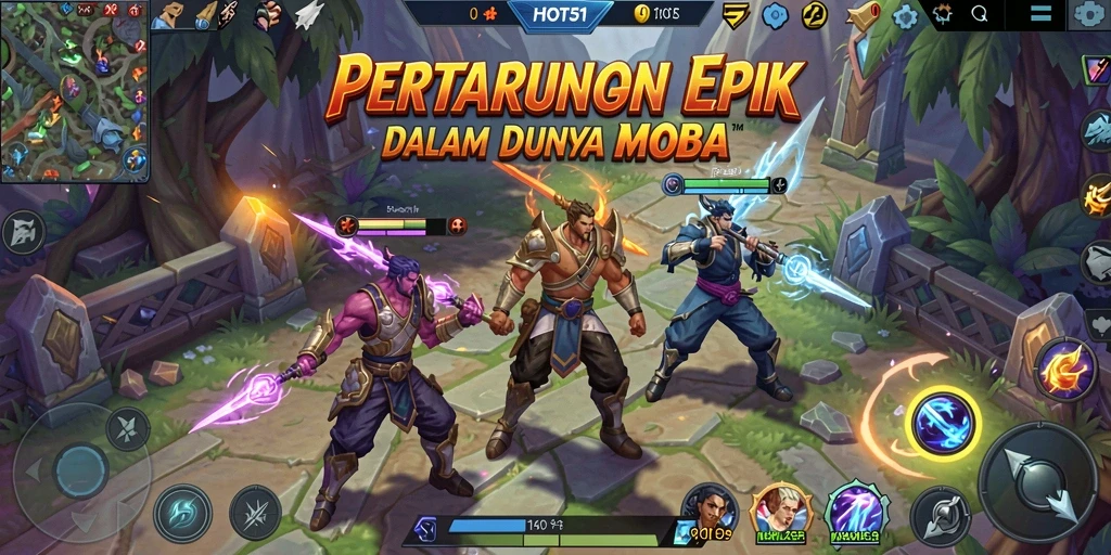 Tangkapan layar menampilkan pertempuran seru dalam HOT51 dengan grafik memukau.