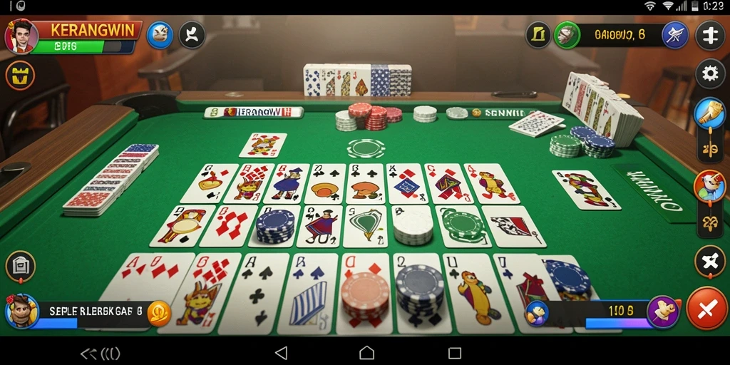 Tampilan gameplay KERANGWIN yang seru dan interaktif dalam Gaple.