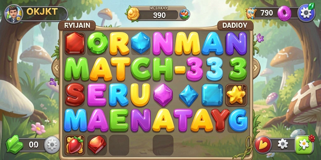 Tampilan gameplay OKJKT yang seru dengan elemen Match-3.
