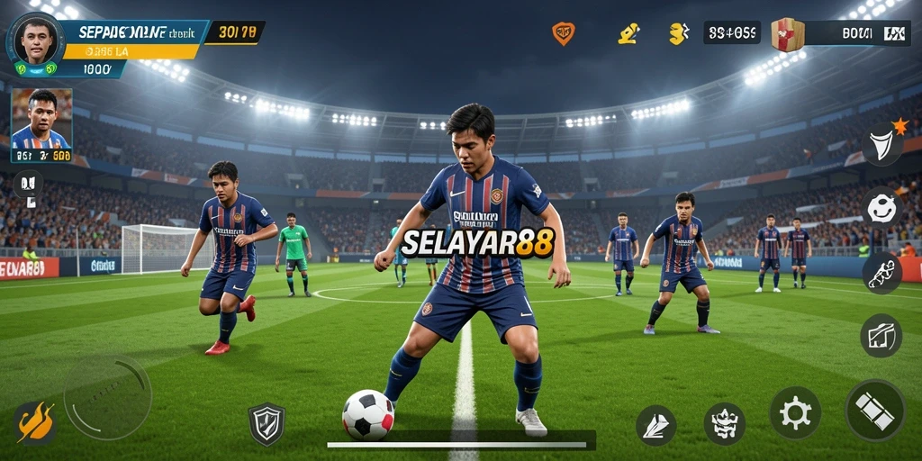 Tampilan gameplay menarik dari SELAYAR88 dengan aksi sepak bola yang mendebarkan.